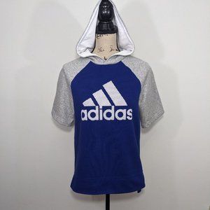 Adidas Fashion Short Sleeve Hoodie Women’s Size Small CF0296 Blue/Gray